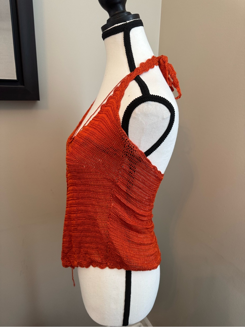 bebe Rust Orange Crochet Halter Tank Top - Picture 2 of 10